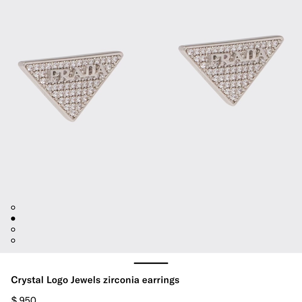 Prada Silver Geometric Earrings with Crystal Logo